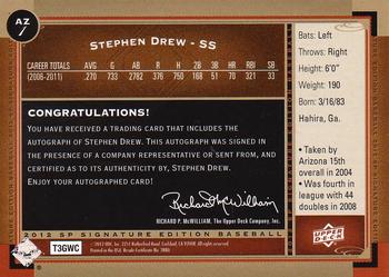2012 SP Signature Edition #AZ-1 Stephen Drew Back