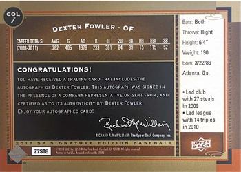 2012 SP Signature Edition #COL-1 Dexter Fowler Back