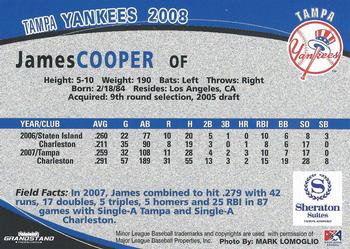 2008 Grandstand Tampa Yankees #8 James Cooper Back