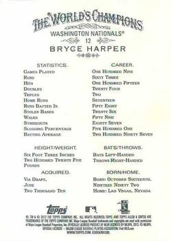 2012 Topps Allen & Ginter #12 Bryce Harper Back