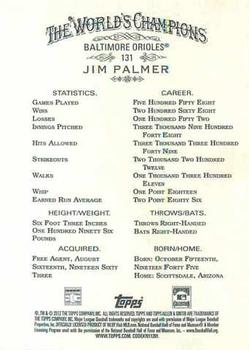 2012 Topps Allen & Ginter #131 Jim Palmer Back