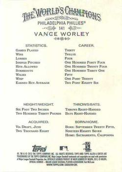 2012 Topps Allen & Ginter #141 Vance Worley Back