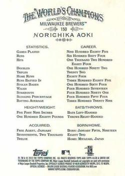 2012 Topps Allen & Ginter #150 Norichika Aoki Back