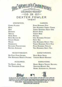2012 Topps Allen & Ginter #228 Dexter Fowler Back