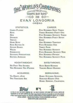 2012 Topps Allen & Ginter #230 Evan Longoria Back