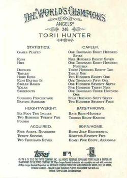 2012 Topps Allen & Ginter #246 Torii Hunter Back