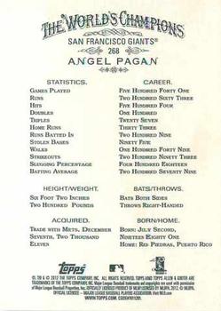2012 Topps Allen & Ginter #268 Angel Pagan Back