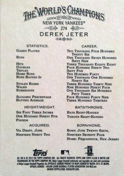 2012 Topps Allen & Ginter #274 Derek Jeter Back