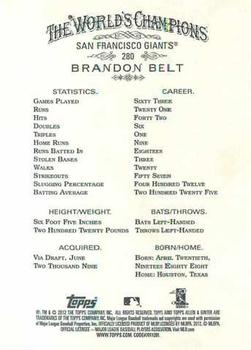 2012 Topps Allen & Ginter #280 Brandon Belt Back