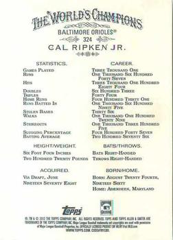 2012 Topps Allen & Ginter #324 Cal Ripken Jr. Back