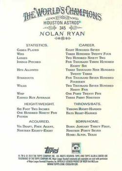 2012 Topps Allen & Ginter #345 Nolan Ryan Back