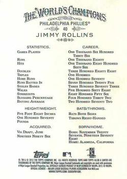 2012 Topps Allen & Ginter #40 Jimmy Rollins Back