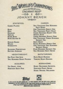 2012 Topps Allen & Ginter #6 Johnny Bench Back