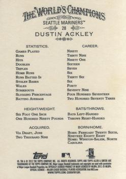 2012 Topps Allen & Ginter #28 Dustin Ackley Back