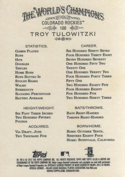 2012 Topps Allen & Ginter #100 Troy Tulowitzki Back