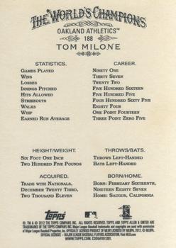 2012 Topps Allen & Ginter #188 Tom Milone Back