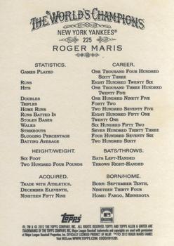 2012 Topps Allen & Ginter #225 Roger Maris Back
