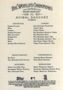 2012 Topps Allen & Ginter #312 Anibal Sanchez Back