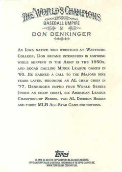 2012 Topps Allen & Ginter #51 Don Denkinger Back