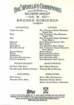 2012 Topps Allen & Ginter #80 Brooks Robinson Back