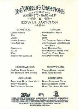 2012 Topps Allen & Ginter #89 Edwin Jackson Back