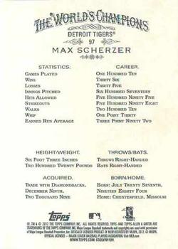 2012 Topps Allen & Ginter #97 Max Scherzer Back