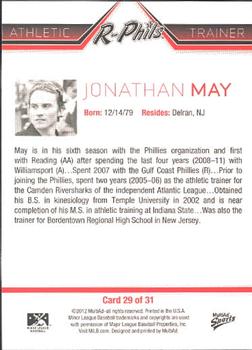 2012 MultiAd Reading Phillies #29 Jonathan May Back