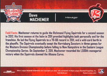 2012 Grandstand Eastern League All-Stars Western Division #NNO Dave Machemer Back
