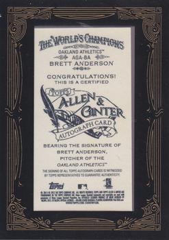 2012 Topps Allen & Ginter - Autographs #AGA-BA Brett Anderson Back