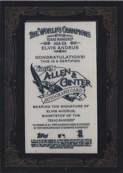 2012 Topps Allen & Ginter - Autographs #AGA-EA Elvis Andrus Back