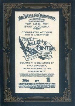 2012 Topps Allen & Ginter - Autographs #AGA-EL Evan Longoria Back