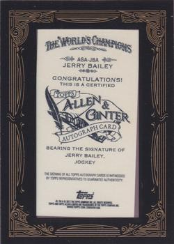 2012 Topps Allen & Ginter - Autographs #AGA-JBA Jerry Bailey Back
