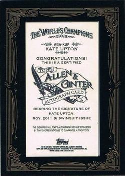 2012 Topps Allen & Ginter - Autographs #AGA-KUP Kate Upton Back