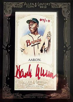 2012 Topps Allen & Ginter - Autographs Red Ink #AGA-HA Hank Aaron Front