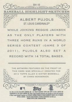 2012 Topps Allen & Ginter - Baseball Highlights Sketches #BH-10 Albert Pujols Back