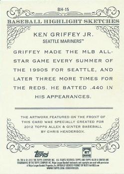 2012 Topps Allen & Ginter - Baseball Highlights Sketches #BH-15 Ken Griffey Jr. Back