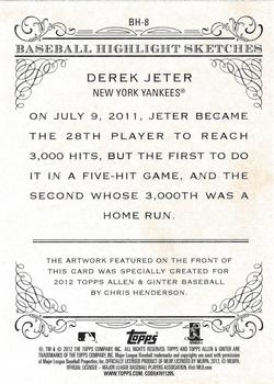 2012 Topps Allen & Ginter - Baseball Highlights Sketches #BH-8 Derek Jeter Back