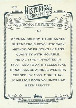 2012 Topps Allen & Ginter - Historical Turning Points #HTP7 Invention of Printing Press Back