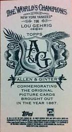 2012 Topps Allen & Ginter - Mini A & G Back #196 Lou Gehrig Back