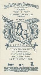 2012 Topps Allen & Ginter - Mini A & G Back #1 Albert Pujols Back
