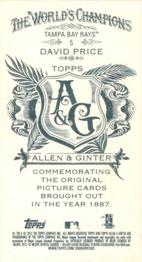 2012 Topps Allen & Ginter - Mini A & G Back #5 David Price Back