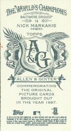 2012 Topps Allen & Ginter - Mini A & G Back #14 Nick Markakis Back