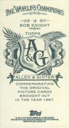 2012 Topps Allen & Ginter - Mini A & G Back #19 Bob Knight Back