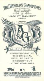 2012 Topps Allen & Ginter - Mini A & G Back #29 Hanley Ramirez Back