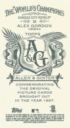 2012 Topps Allen & Ginter - Mini A & G Back #34 Alex Gordon Back