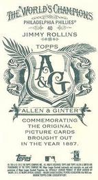 2012 Topps Allen & Ginter - Mini A & G Back #40 Jimmy Rollins Back