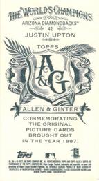 2012 Topps Allen & Ginter - Mini A & G Back #42 Justin Upton Back