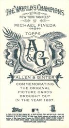 2012 Topps Allen & Ginter - Mini A & G Back #57 Michael Pineda Back