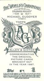 2012 Topps Allen & Ginter - Mini A & G Back #62 Michael Cuddyer Back