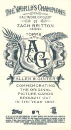 2012 Topps Allen & Ginter - Mini A & G Back #63 Zach Britton Back